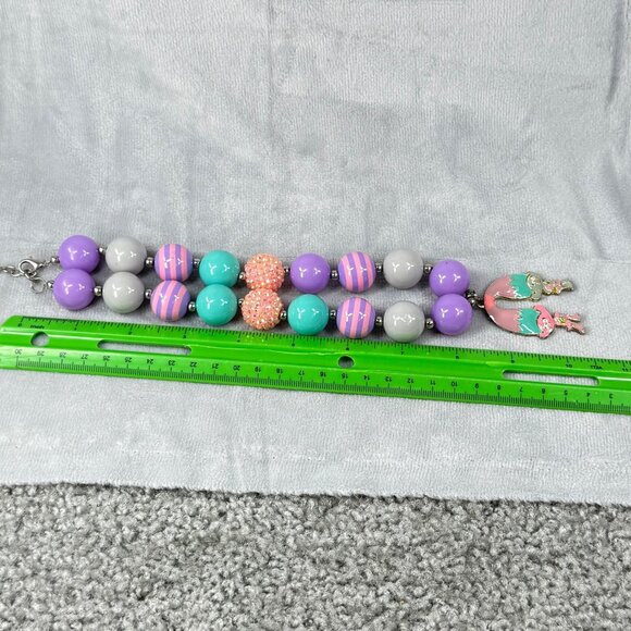 Trolls Pendant Chunky Beaded Necklace Multicolor Pastels Adjustable Women Girls - Picture 6 of 16